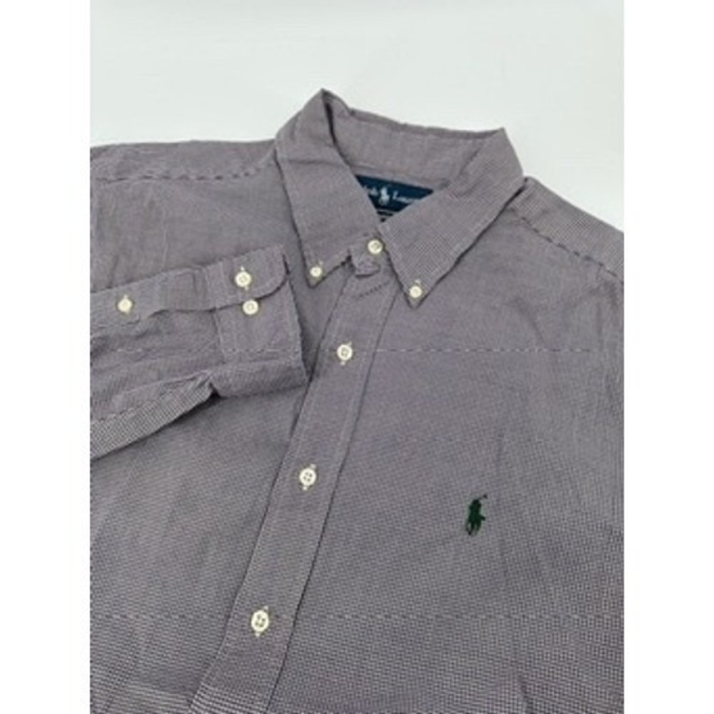 Ralph Lauren 16.5 L Mens Long Sleeve Button Down‎ Shirt Purple Check Classic Fit